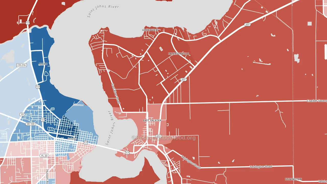 East Palatka, FL block-group political-lean map