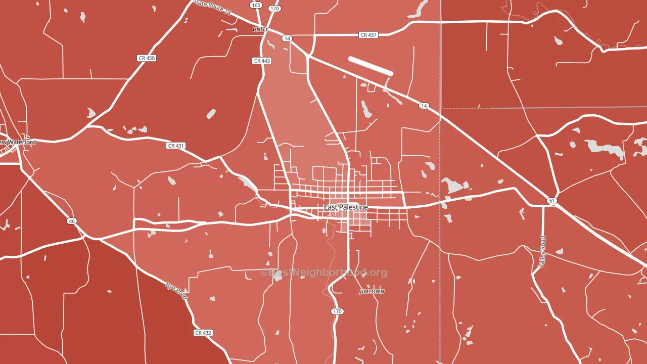 East Palestine, OH block-group political-lean map
