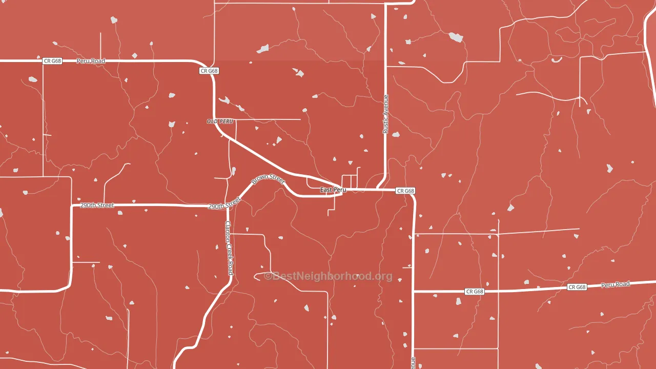 East Peru, IA block-group political-lean map