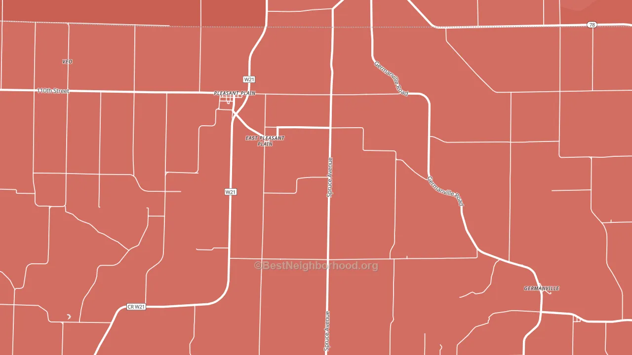 East Pleasant Plain, IA block-group political-lean map