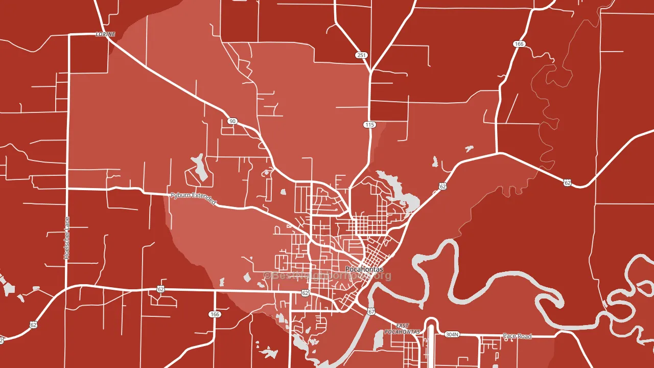 East Pocahontas, AR block-group political-lean map