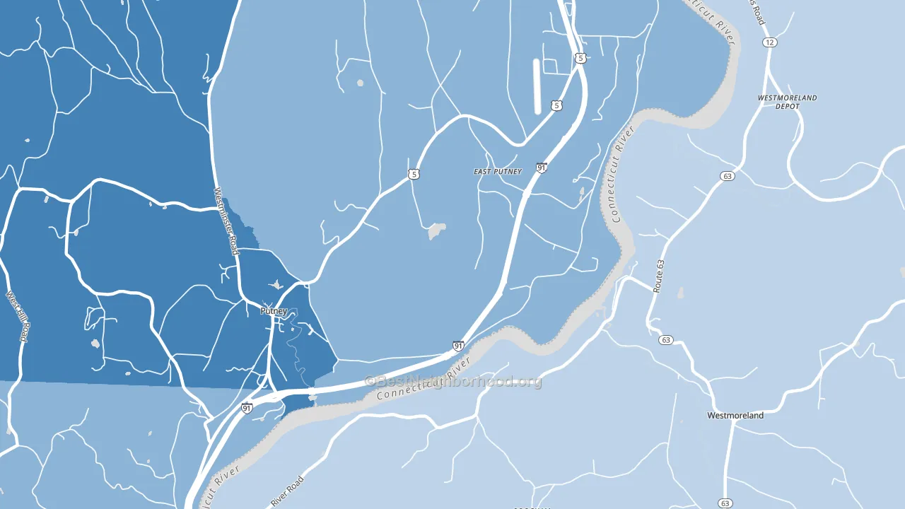 East Putney, VT block-group political-lean map