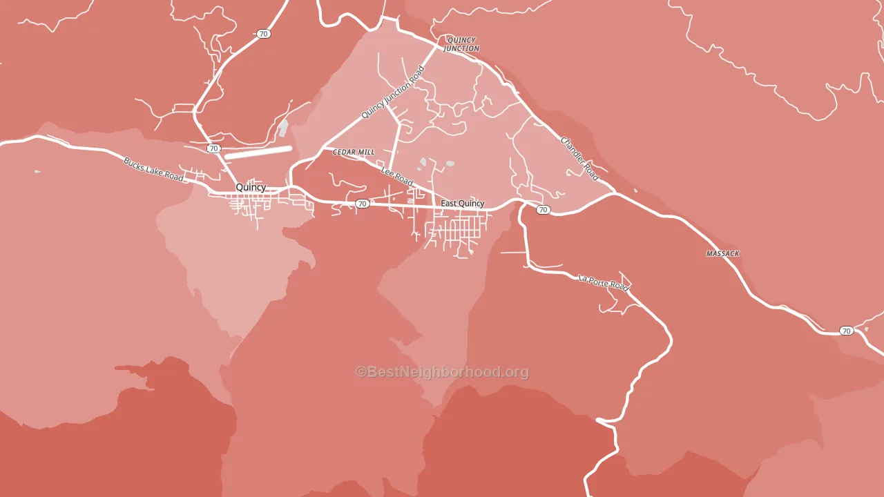 East Quincy, CA block-group political-lean map