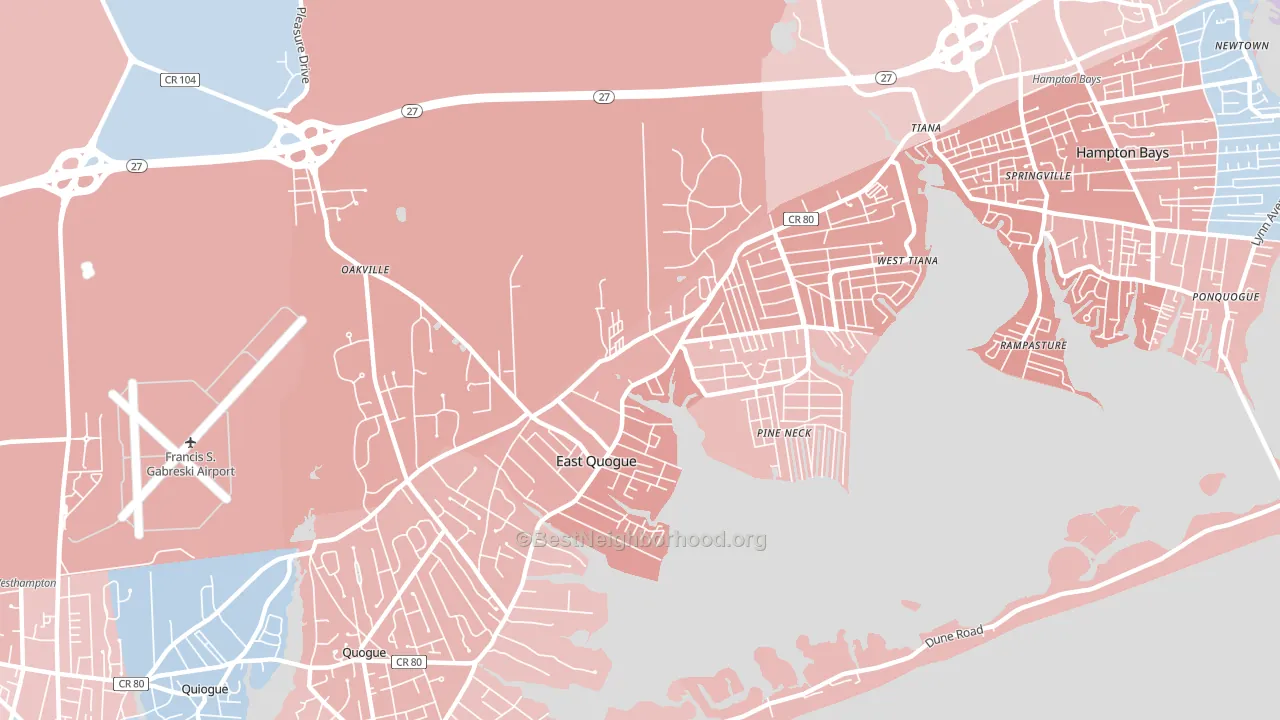 East Quogue, NY block-group political-lean map