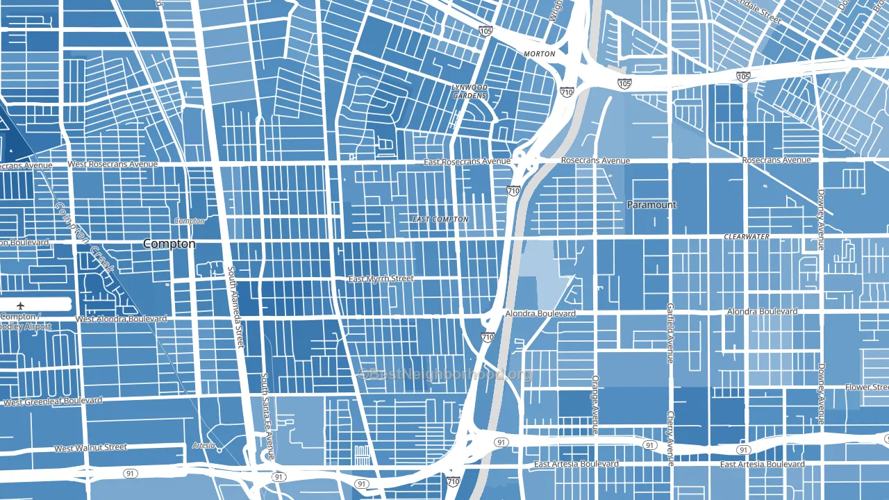 East Rancho Dominguez, CA block-group political-lean map