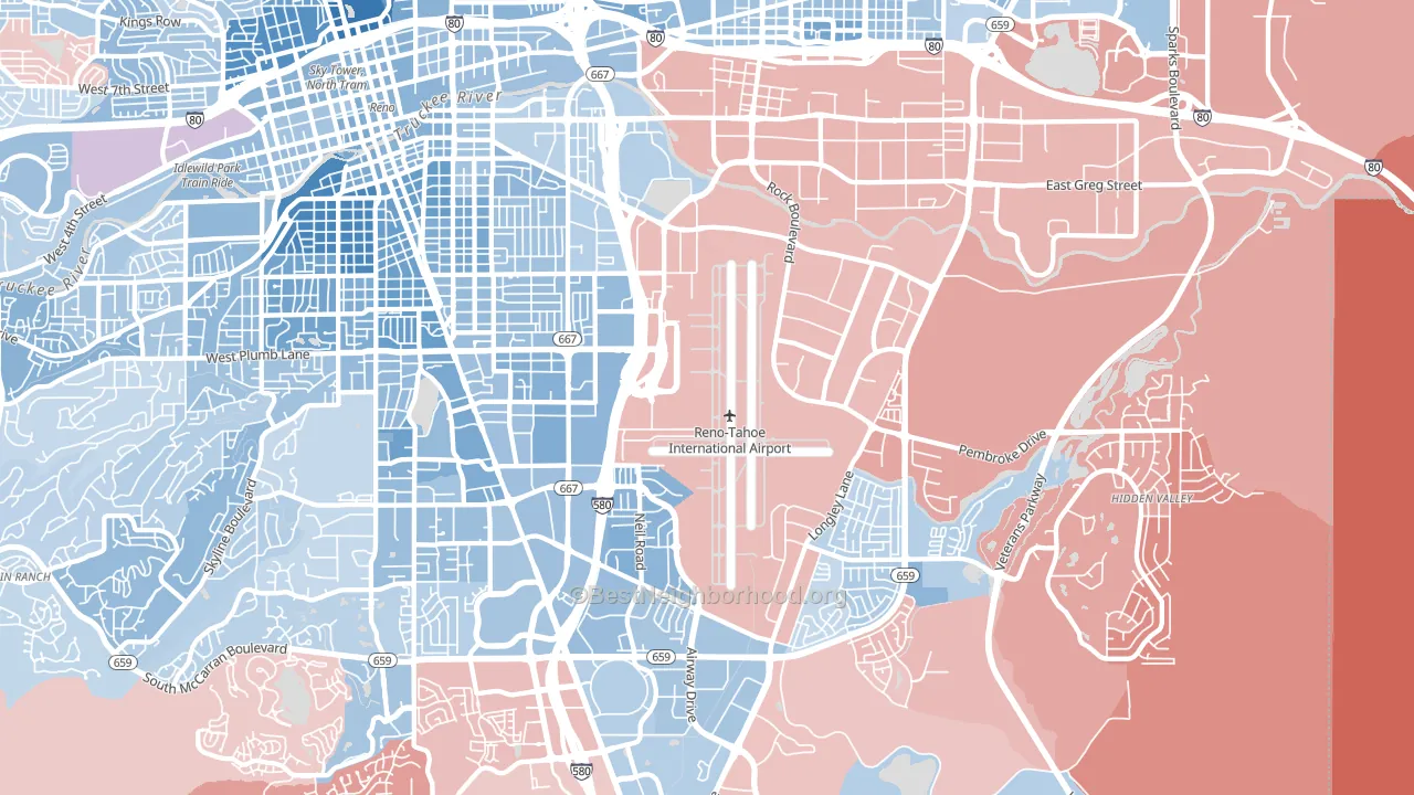 East Reno, Reno, NV block-group political-lean map