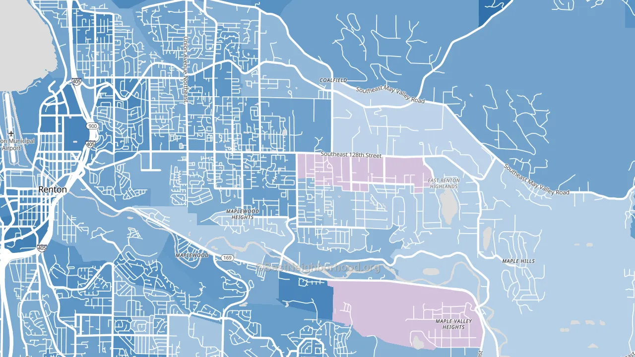 East Renton Highlands, WA block-group political-lean map
