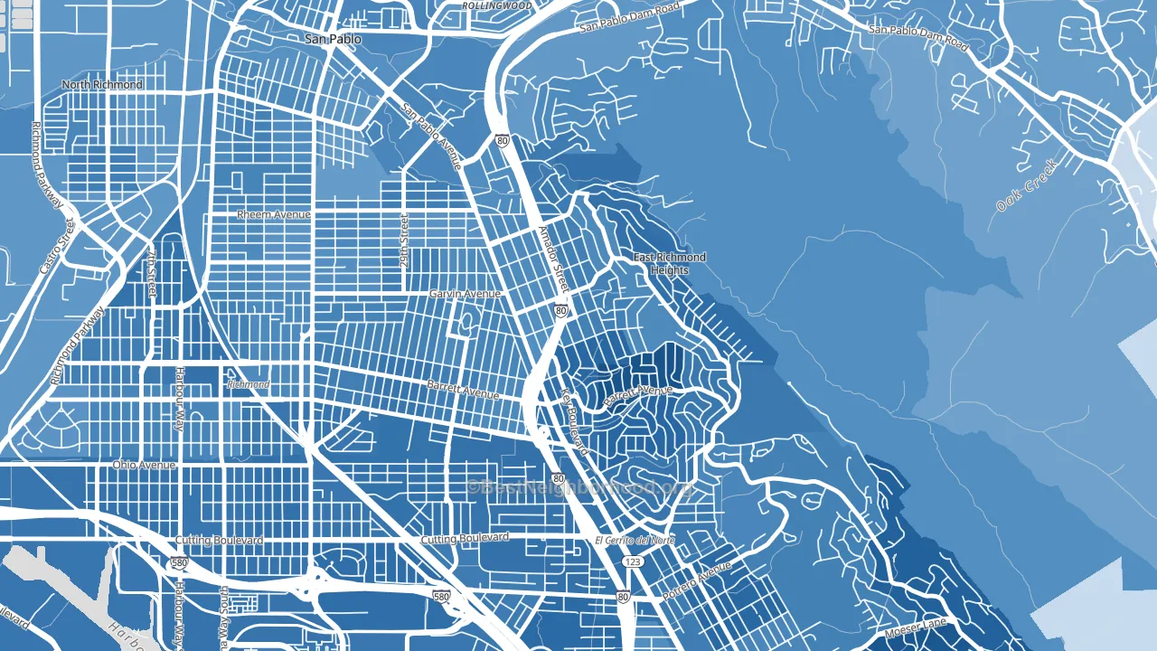 East Richmond, Richmond, CA block-group political-lean map