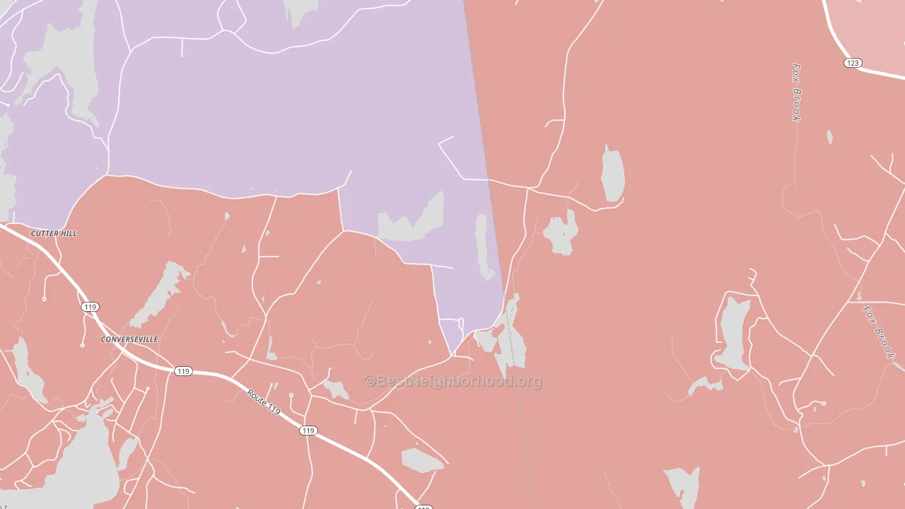 East Rindge, NH block-group political-lean map