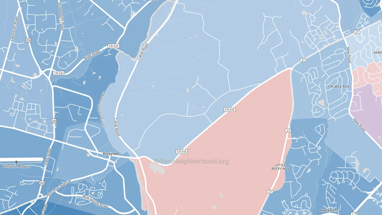 East Rocky Hill, NJ block-group political-lean map