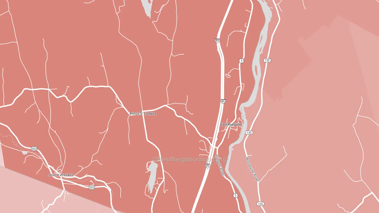 East Ryegate, VT block-group political-lean map