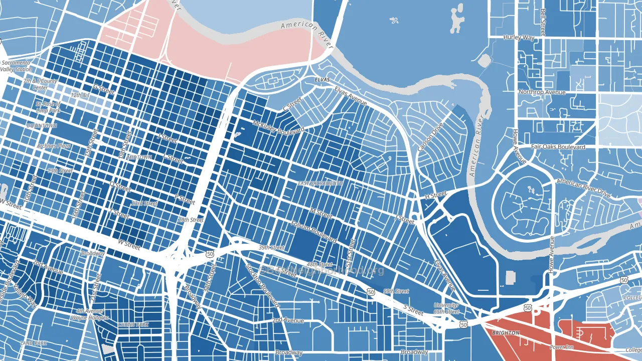 East Sacramento, Sacramento, CA block-group political-lean map
