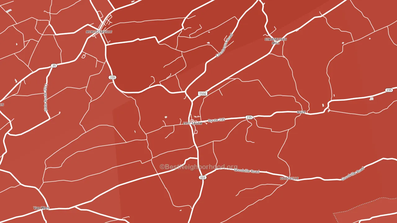 East Salem, PA block-group political-lean map