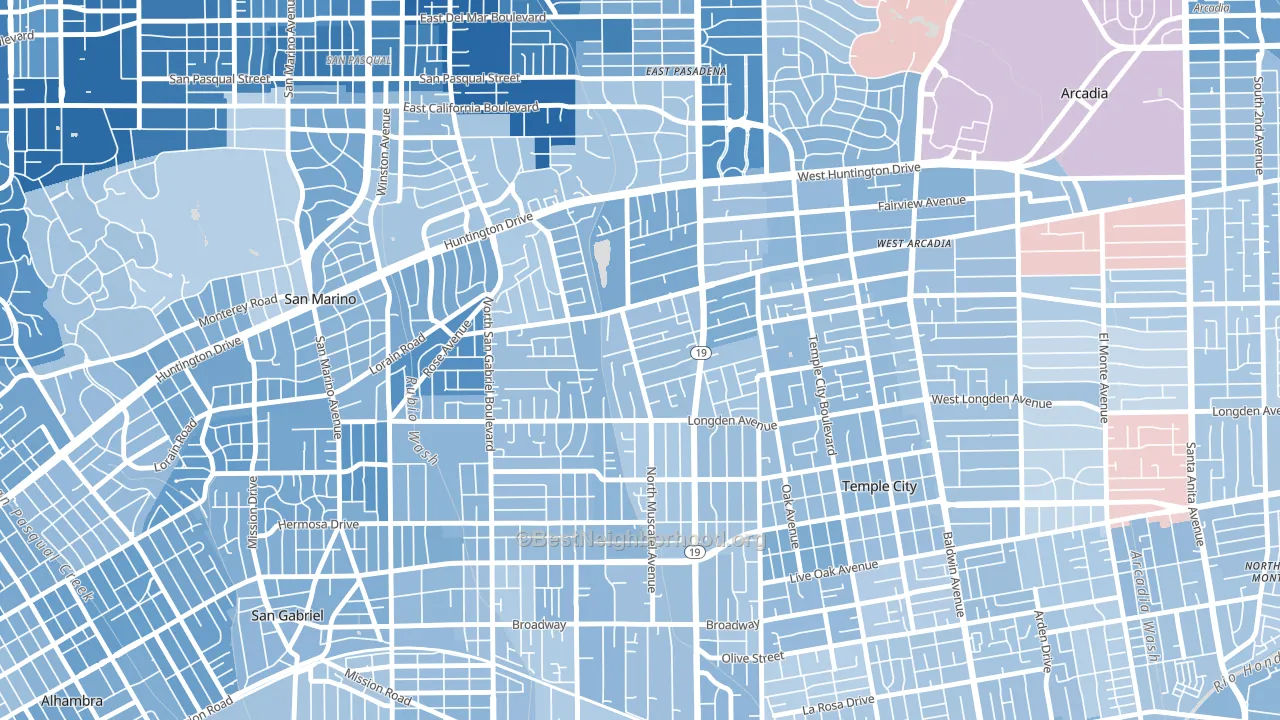 East San Gabriel, San Gabriel, CA block-group political-lean map