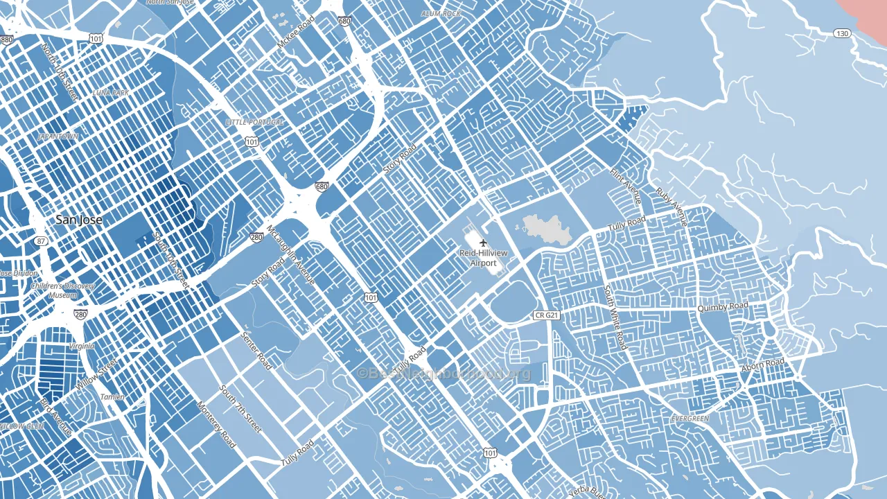 East San Jose, San Jose, CA block-group political-lean map