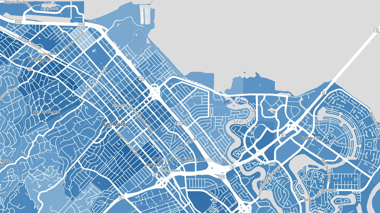 East San Mateo, San Mateo, CA block-group political-lean map