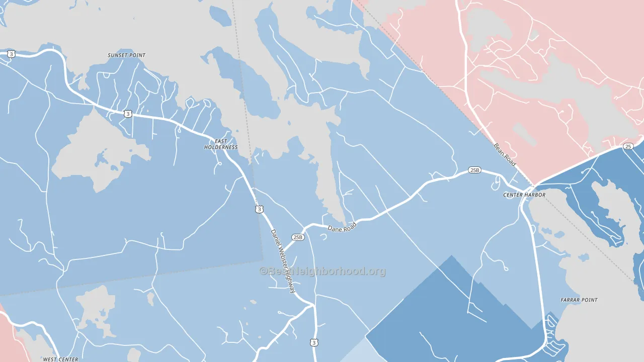 East Sandwich, NH block-group political-lean map