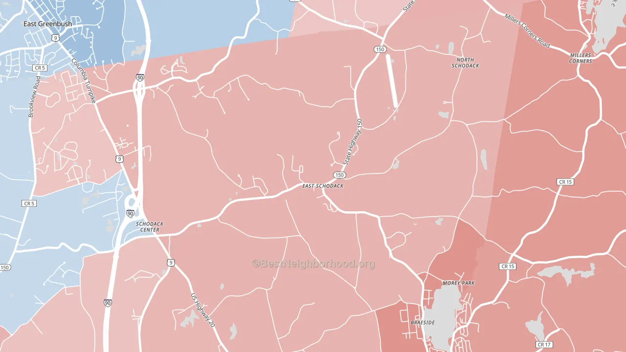 East Schodack, NY block-group political-lean map