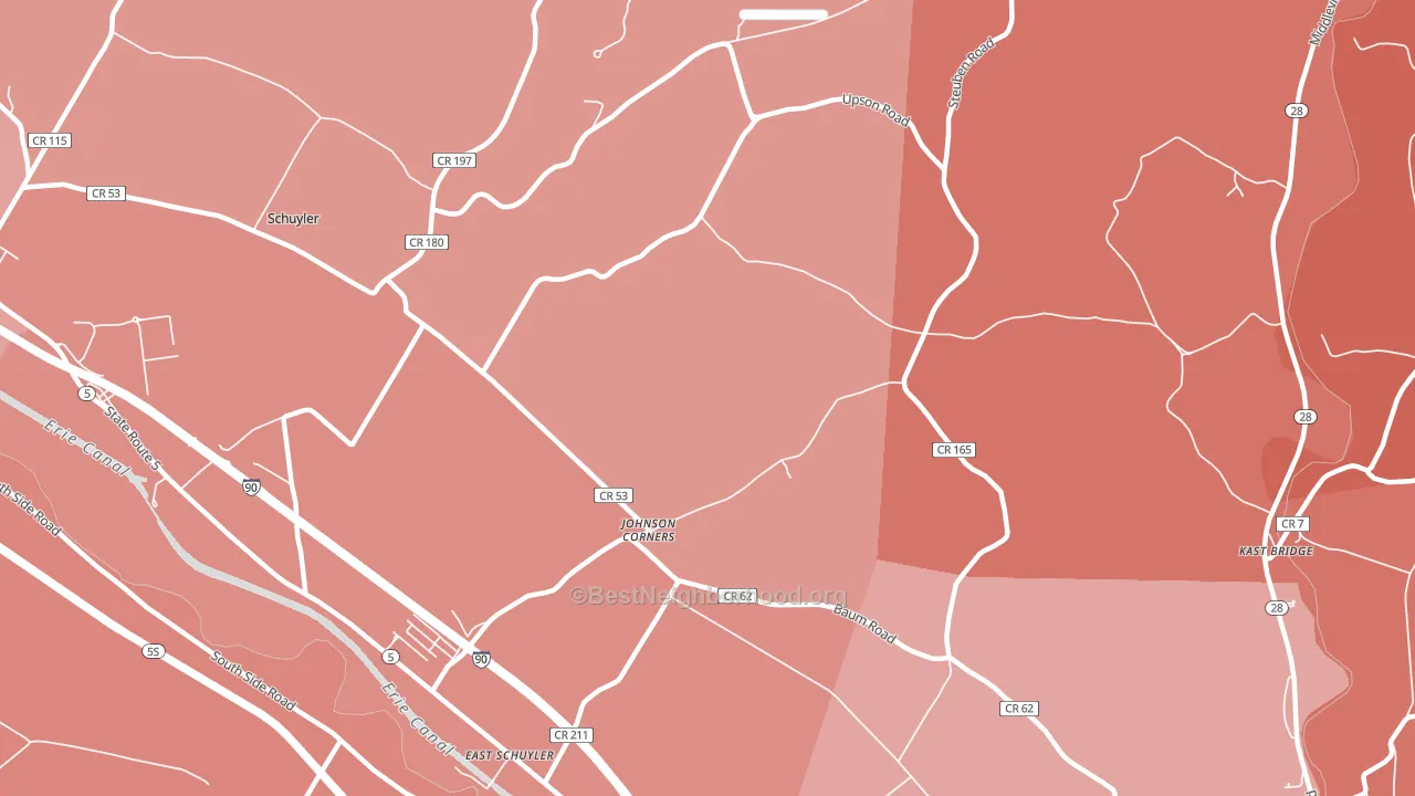 East Schuyler, NY block-group political-lean map