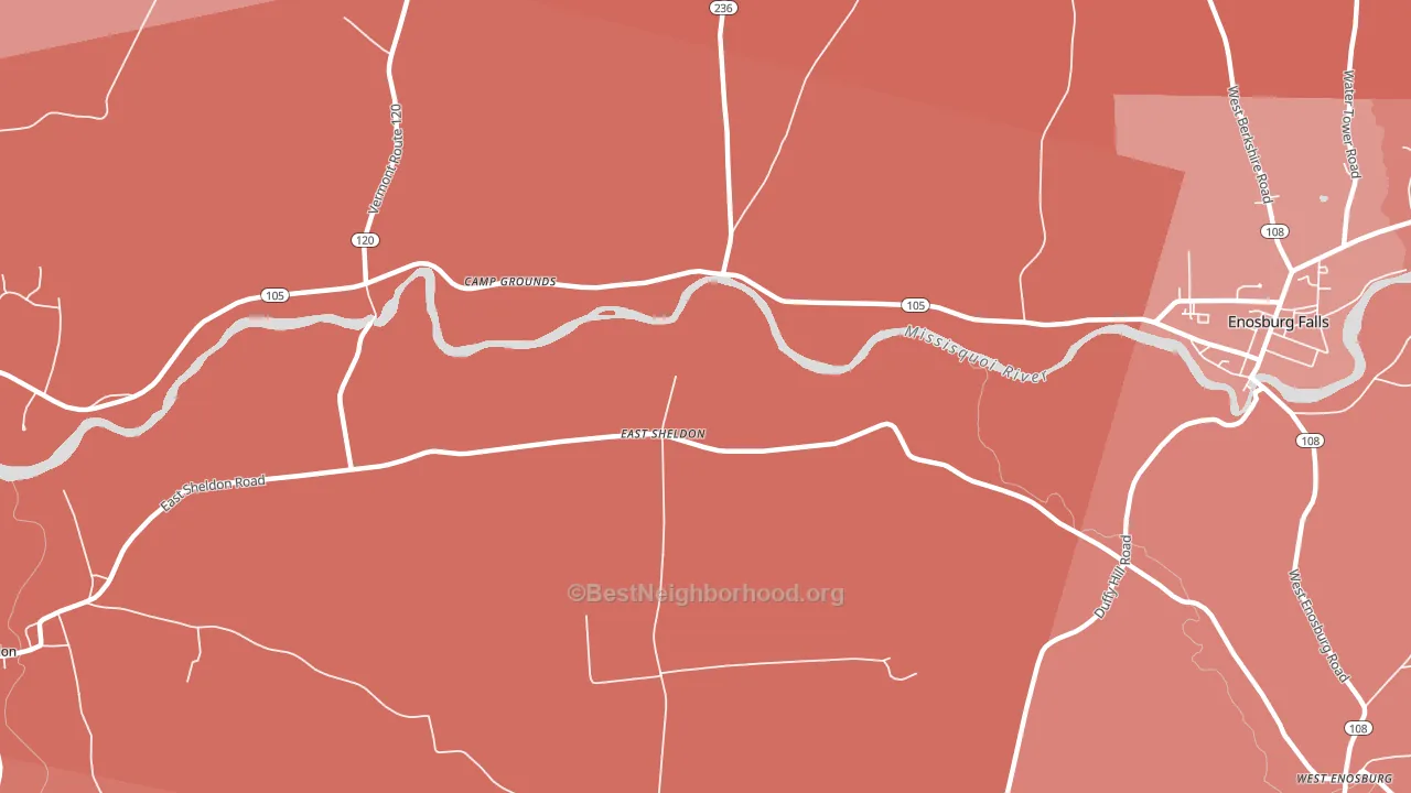 East Sheldon, VT block-group political-lean map