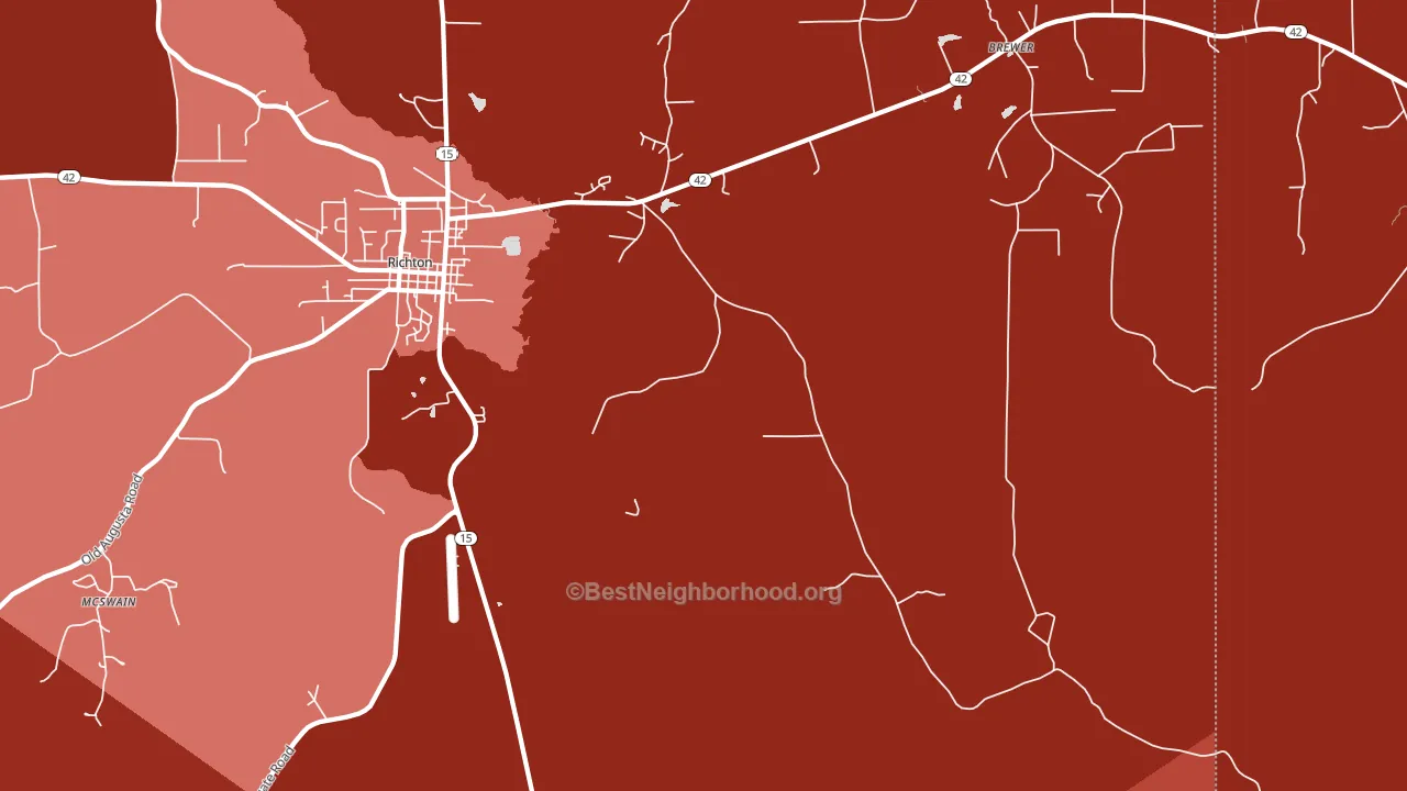 East Side, MS block-group political-lean map
