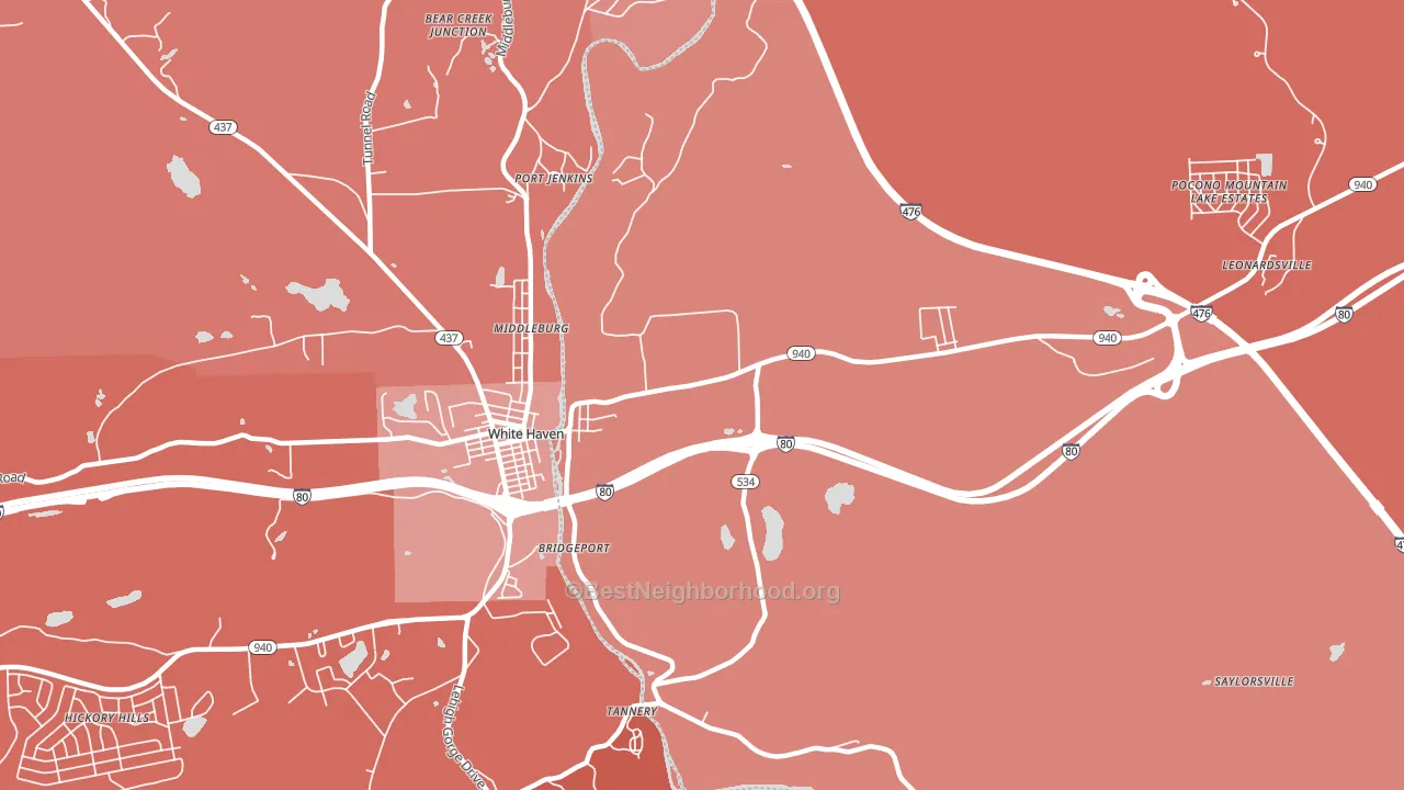 East Side, PA block-group political-lean map