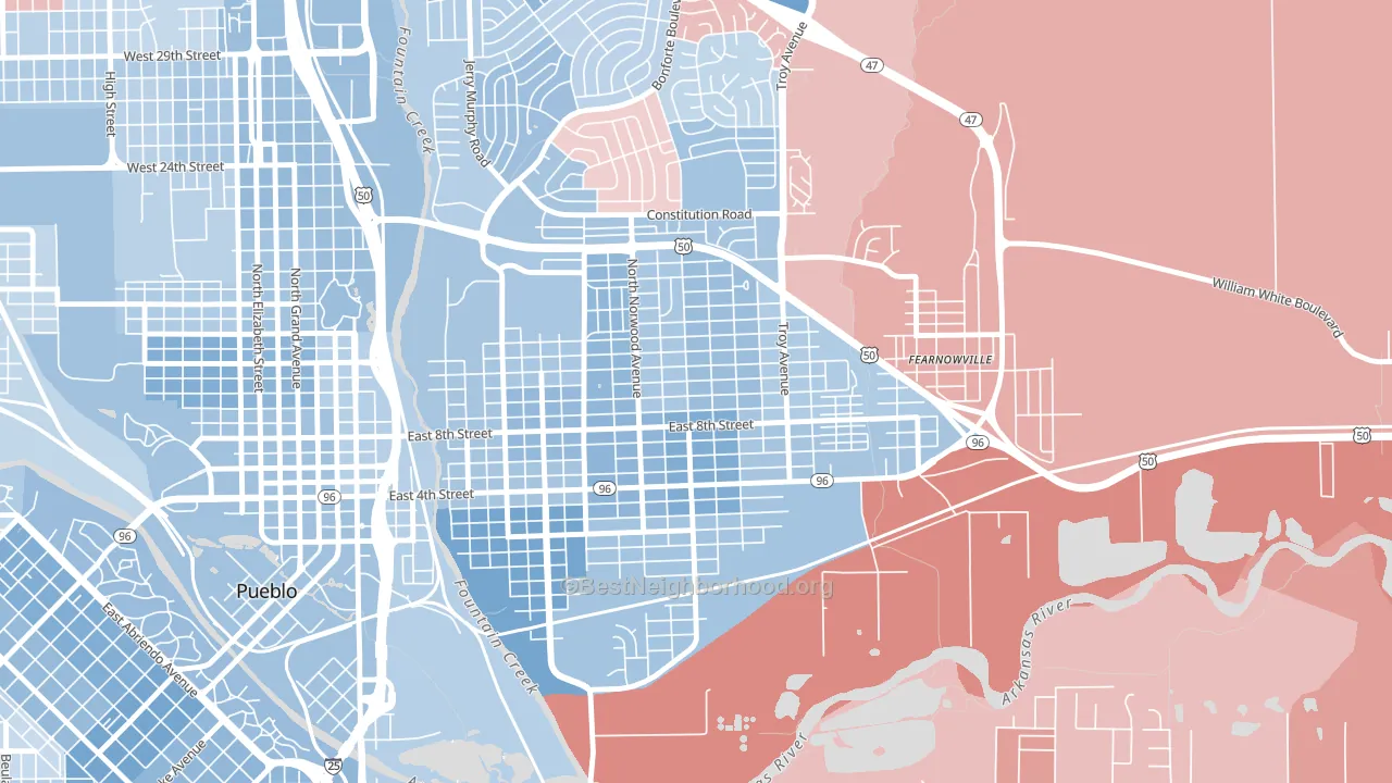 East Side, Pueblo, CO block-group political-lean map