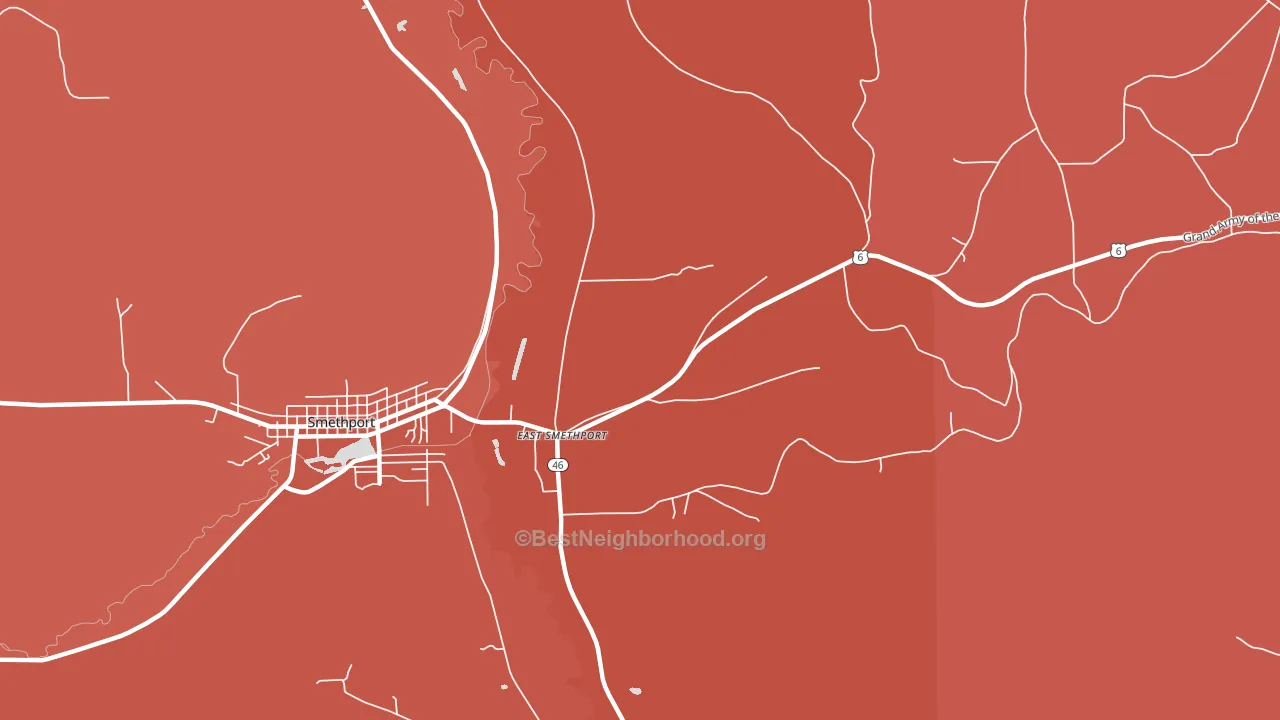 East Smethport, PA block-group political-lean map