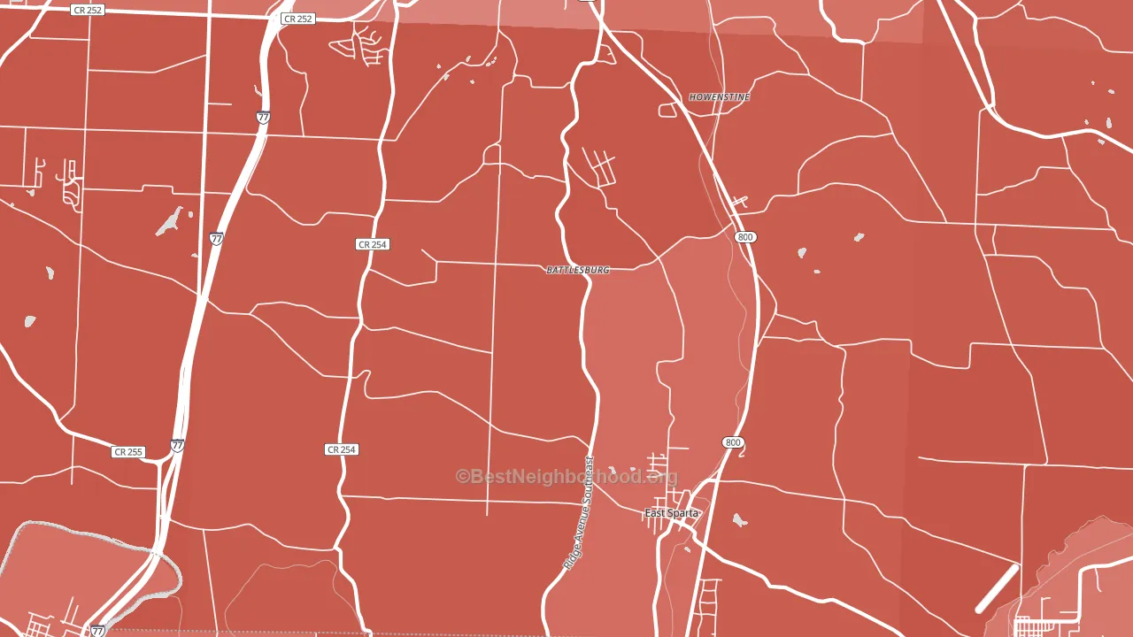 East Sparta, OH block-group political-lean map