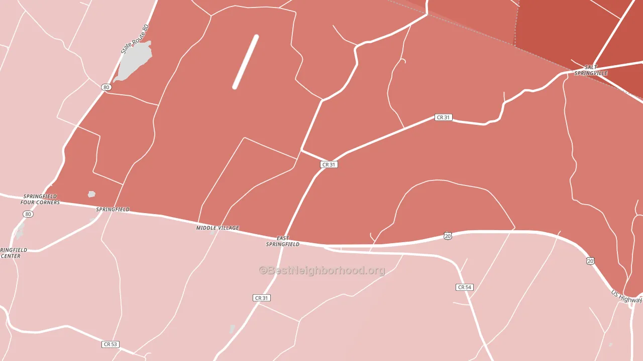 East Springfield, NY block-group political-lean map