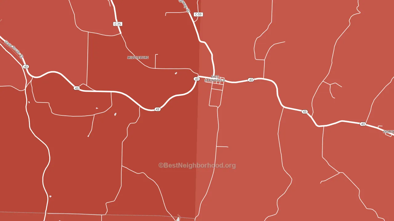 East Springfield, OH block-group political-lean map