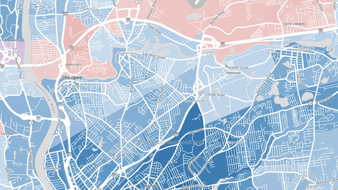 East Springfield, Springfield, MA block-group political-lean map