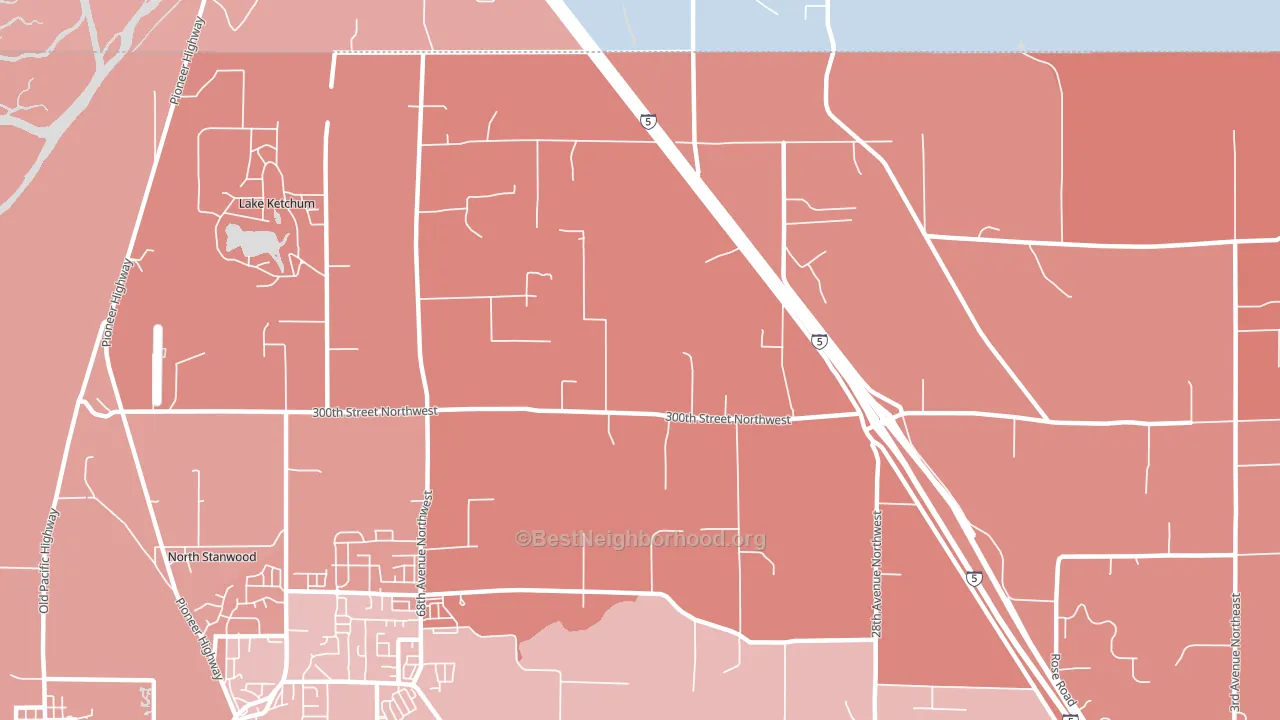 East Stanwood, WA block-group political-lean map