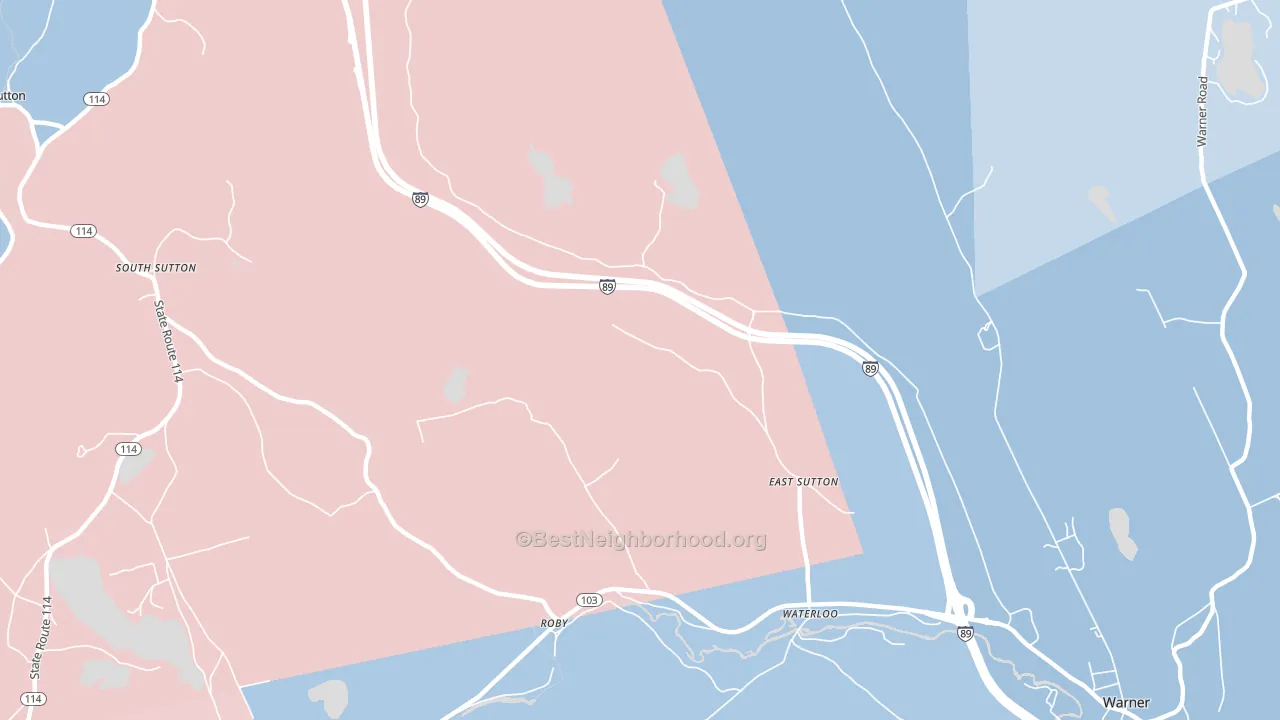 East Sutton, NH block-group political-lean map