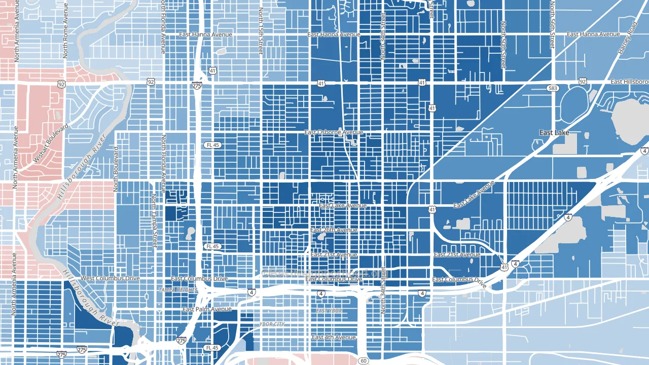 East Tampa, Tampa, FL block-group political-lean map