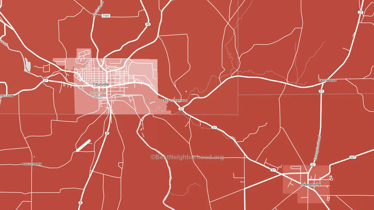 East Titusville, PA block-group political-lean map