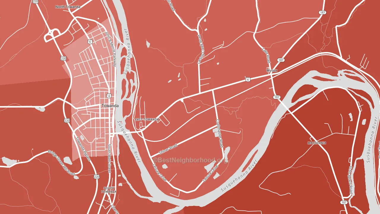 East Towanda, PA block-group political-lean map