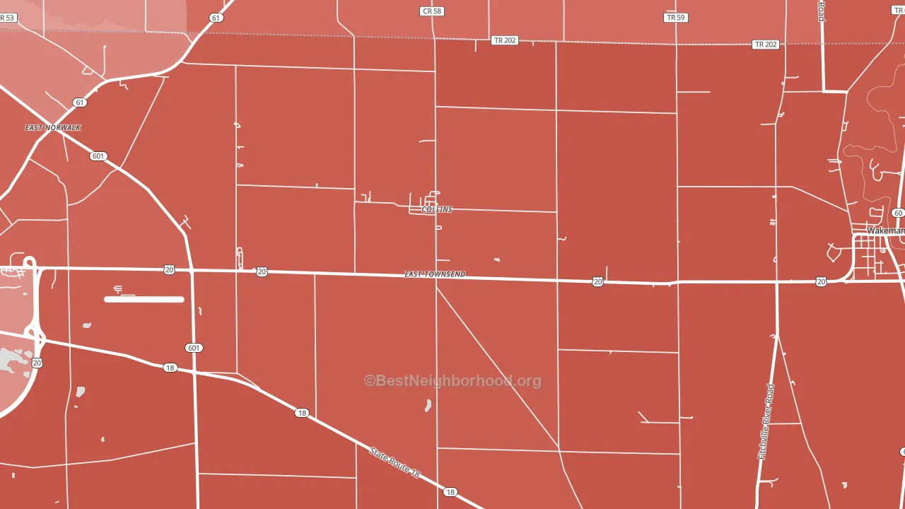 East Townsend, OH block-group political-lean map