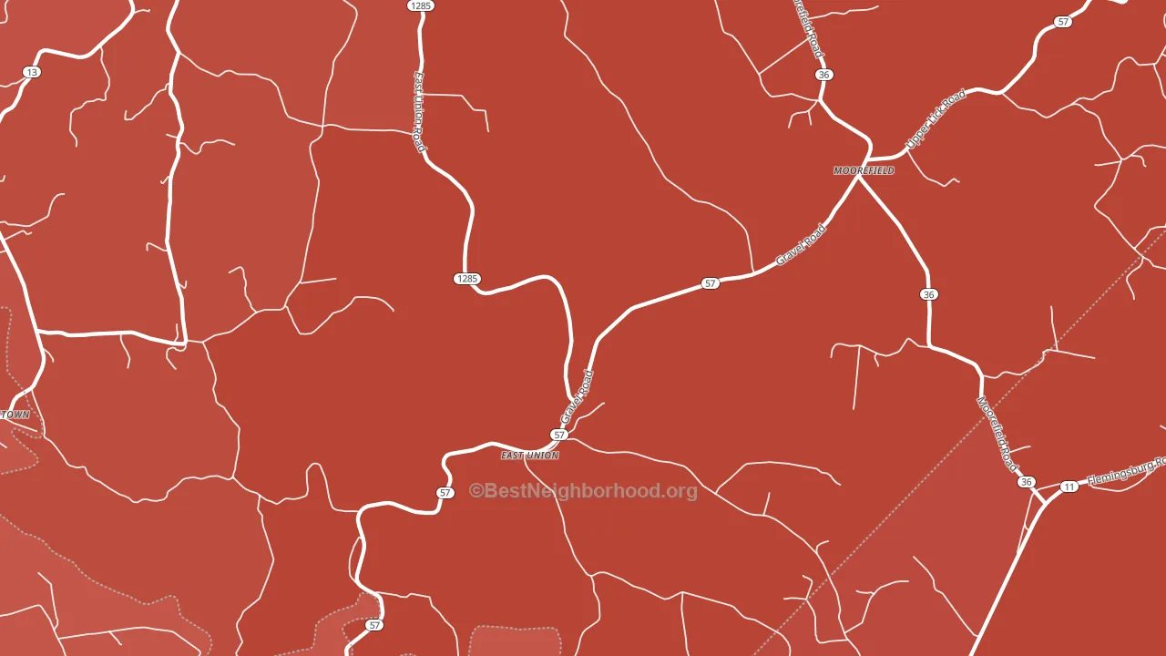 East Union, KY block-group political-lean map