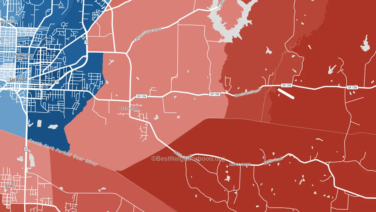 East Union, TN block-group political-lean map