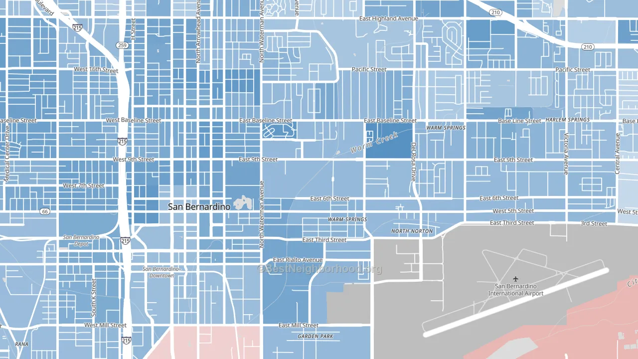 East Valley, San Bernardino, CA block-group political-lean map