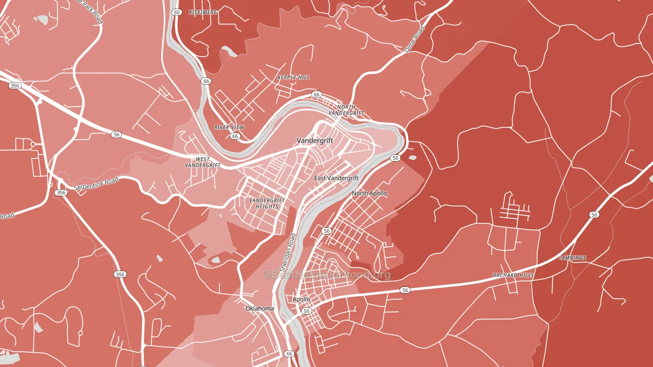 East Vandergrift, PA block-group political-lean map