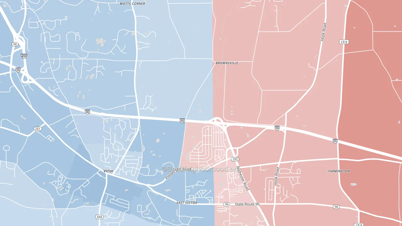 East Victor, NY block-group political-lean map