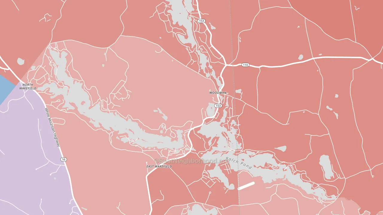 East Wakefield, NH block-group political-lean map