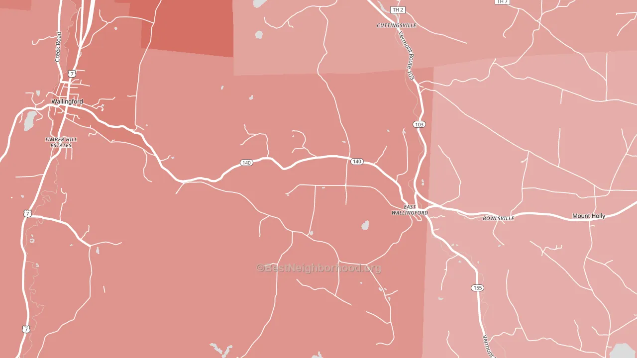 East Wallingford, VT block-group political-lean map