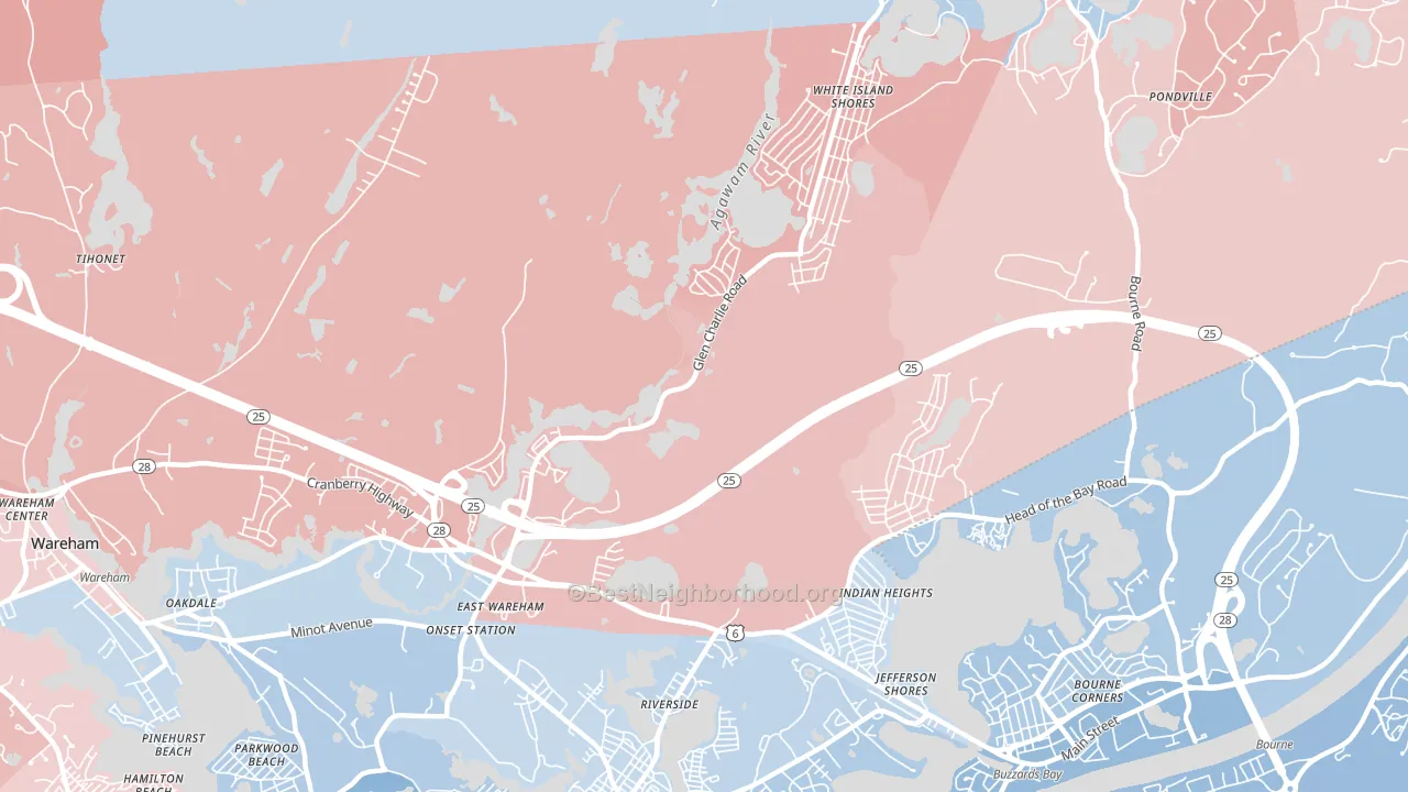East Wareham, MA block-group political-lean map