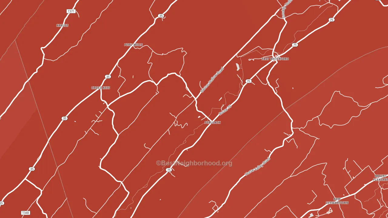 East Waterford, PA block-group political-lean map