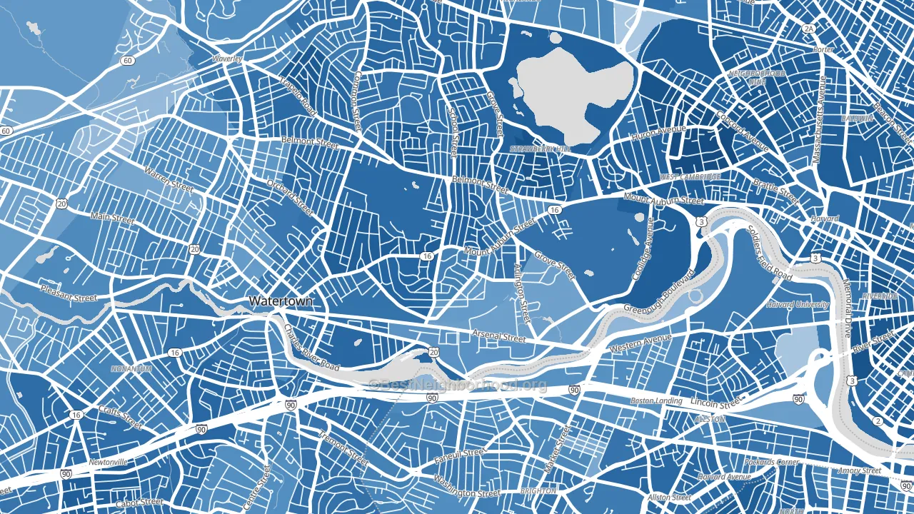 East Watertown, Watertown Town, MA block-group political-lean map