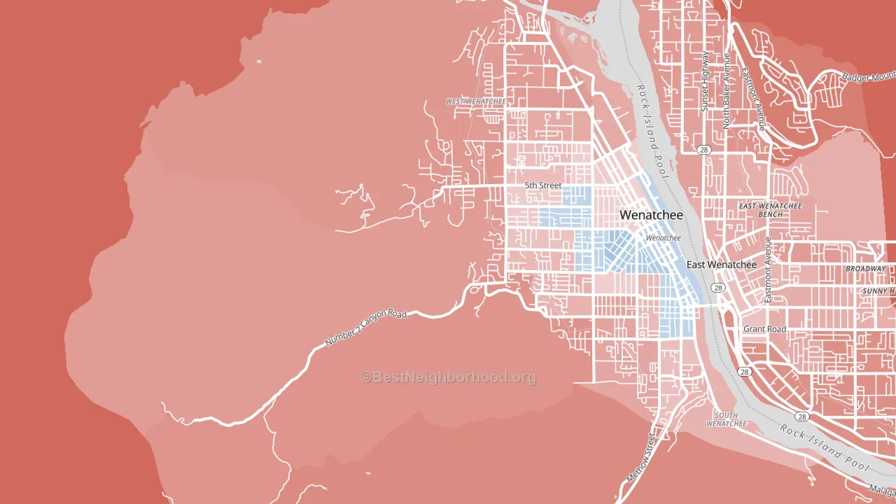 East Wenatchee Bench, WA block-group political-lean map