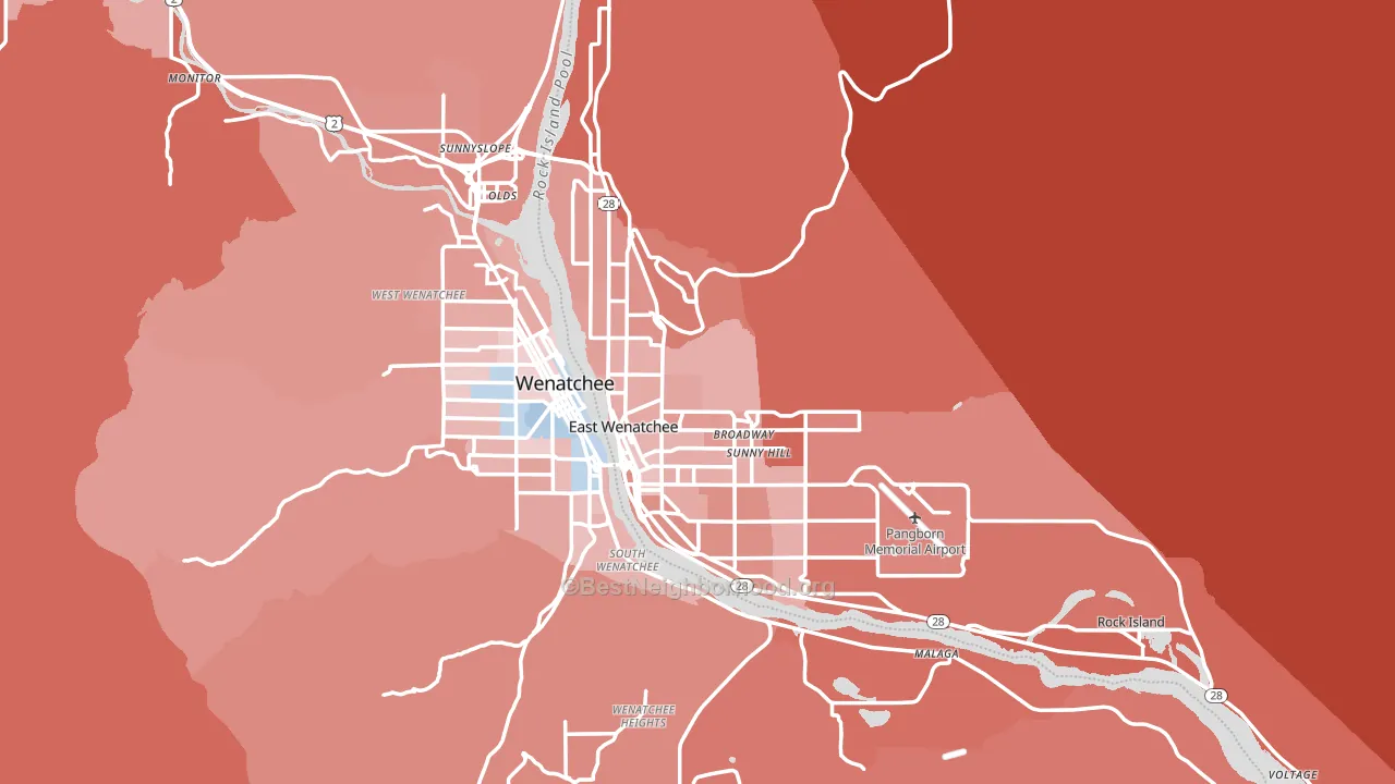 East Wenatchee, WA block-group political-lean map